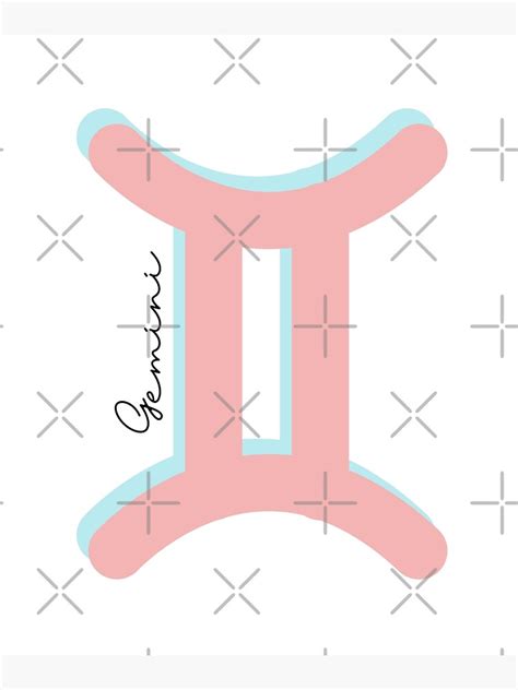 Minimalist Gemini Zodiac Sign Pastel Pink And Teal Colors With Black