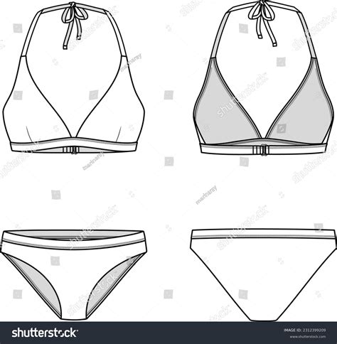 Bikini Technical Fashion Flat Swimsuit Vector Stock Vector Royalty Free Shutterstock