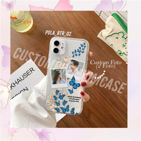 Jual CUSTOM CASE AESTHETIC PATTERN POLAROID BUTTERFLY DENGAN FOTO