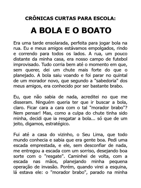 Crônicas Engraçadas E Curtas Para Escola