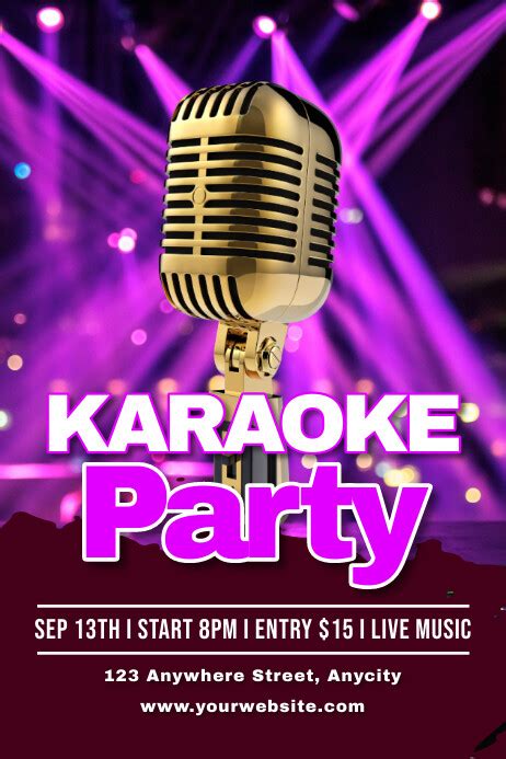 Purple 3d Karaoke Party Poster Template Postermywall