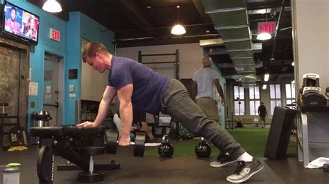 Single Arm Dumbbell Plank Row On Bench Functional Strength And Fitness Exercises Youtube