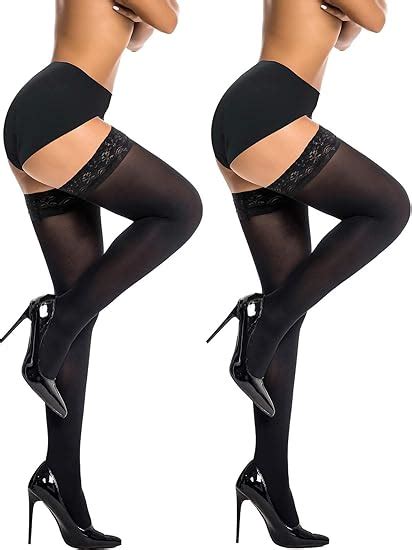 Semi Sheer Stay Up Lingerie Thigh High Stockings Lace Top Size A D Of Honenna Clothing Shoes