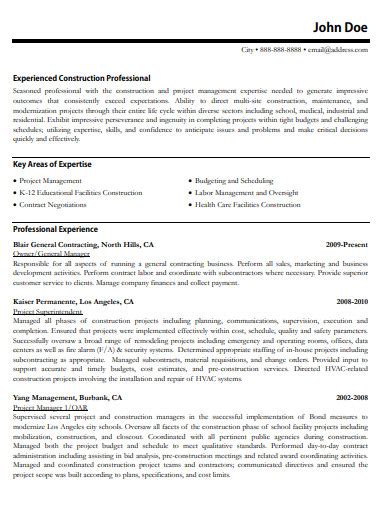 Construction Resume 19 Examples Word Pages Pdf Tips