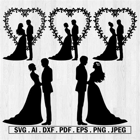 Wedding Heart Bride And Groom Svg Files For Silhouette Cameo Etsy Uk