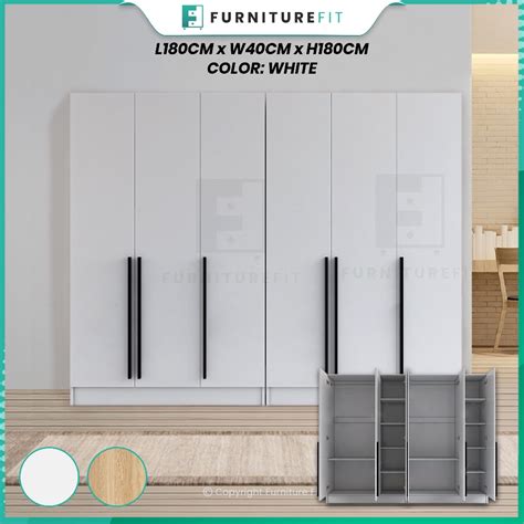 COMBO FurnitureFit 6X6FT 6 DOORS WARDROBE WITH SHELF Almari Baju