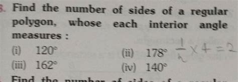 Find The Number Of Sides Of A Regular Polygon Whose Each Interior Angle