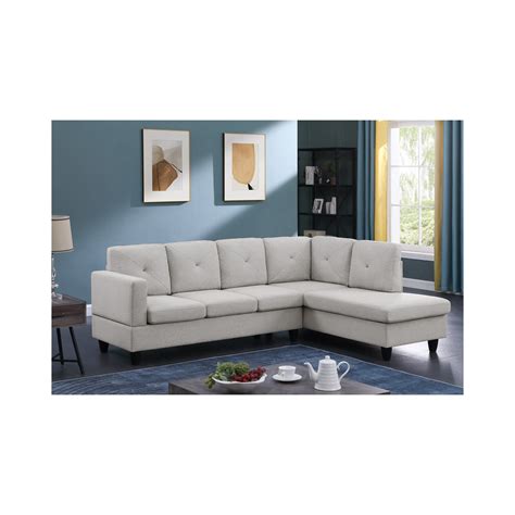 Santiago Light Gray Linen Fabric Sectional Sofa with Right Facing Chaise - Walmart.com