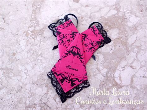 CONVITE PARA CHÁ DE LINGERIE CORPETE DE ORIGAMI Elo