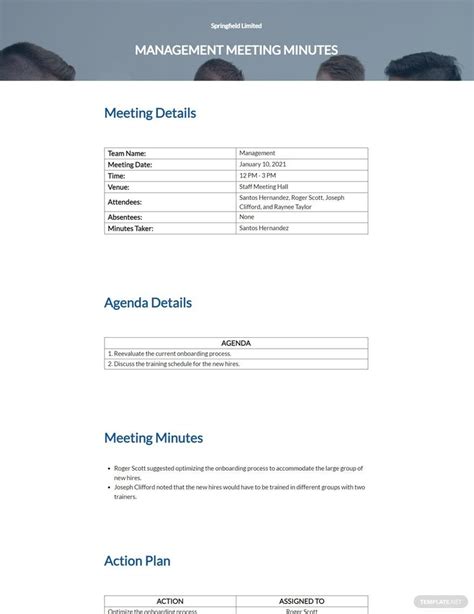 Sample Minutes Of Meeting Template In Google Docs Word Pages