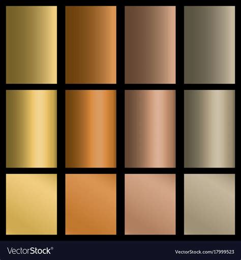 a set of different shades of brown and gold foil on a black background ...