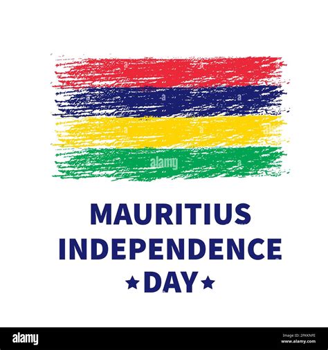 Mauritius Independence Day Lettering With Grunge Flag Holiday Celebrated On March 12 Vector