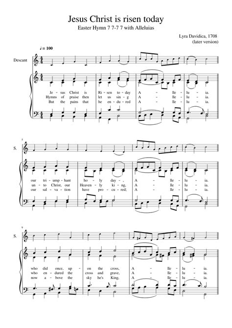 Jesus Christ Is Risen Today Sheet Music For Piano Soprano Satb