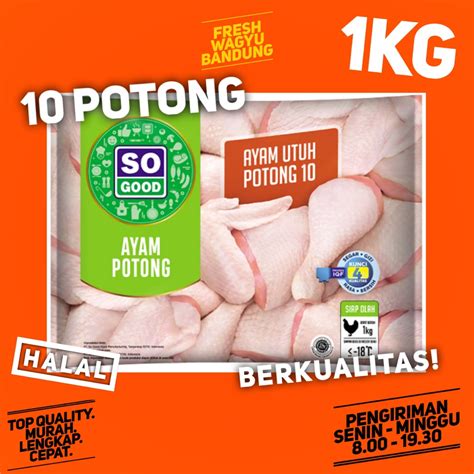 Jual So Good Ayam Utuh Potong 10 Chicken Polos Halal Frozen Sogood 1kg