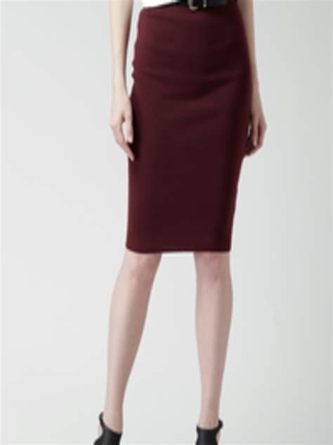 Buy New Look Burgundy Belted Pencil Skirt Skirts For Women