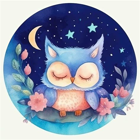 Cute Watercolor Good Night Illustration AI Generative 23855950 Stock