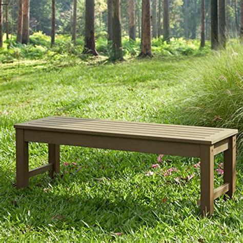 Psilvam Knight Bench Two Person Outdoor Poly Lumber Patio Backless