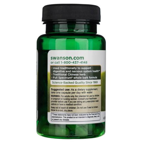 Swanson Full Spectrum Corteza De Magnolia 400mg 60 Cápsulas Medpak