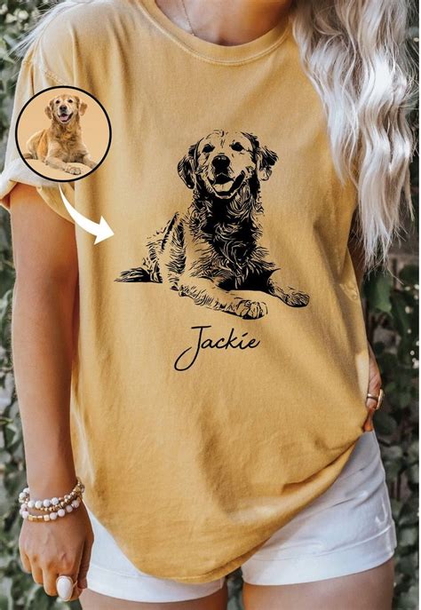 Custom Pet T Shirt With Pet Photo And Name Personalized Pet Portrait