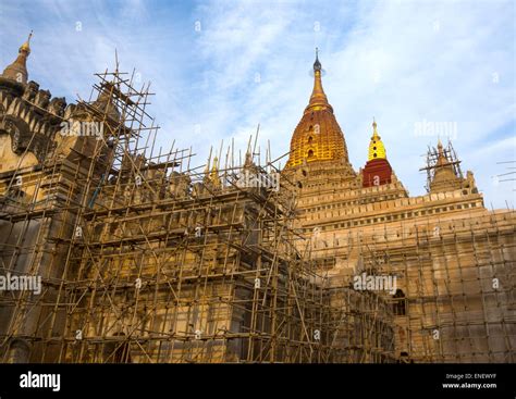 Bamboo Scaffolding In Ananda Paya Bagan Myanmar Stock Photo Alamy