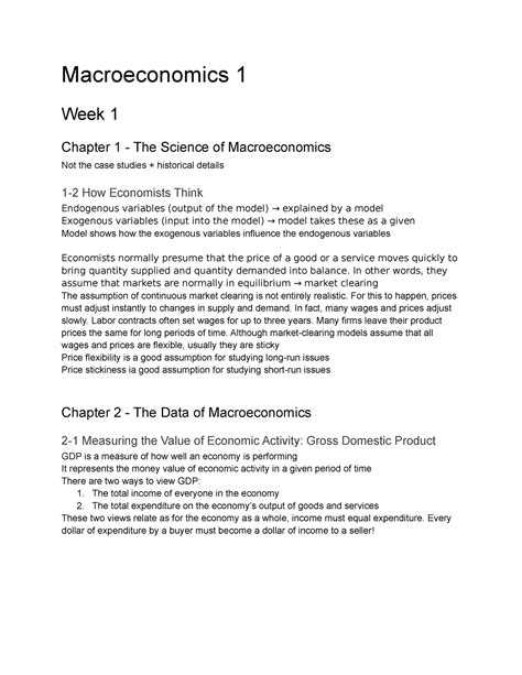 Macroeconomics 1 Lectures Opgaves Alles Macroeconomics 1 Week 1