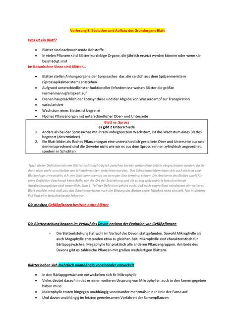 Vorlesung 8 Botanik Vorlesung 8 Evolution Und Aufbau Des