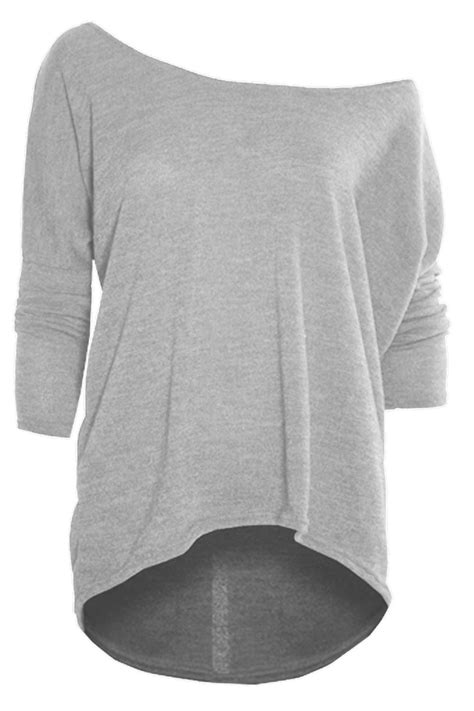 Womens Ladies One Off Shoulder Bardot Knit Lagenlook Layering Baggy