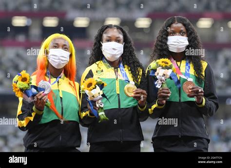 Jamaican Sprinters From L Silver Medalist Shelly Ann Fraser Pryce