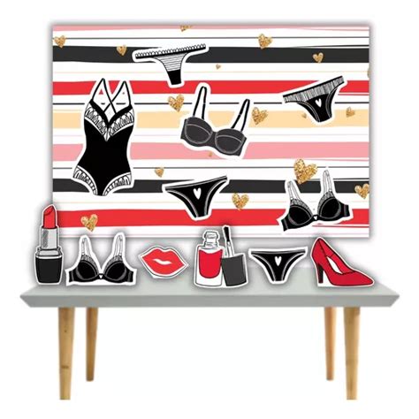 Kit Decoração De Festas Chá Lingerie Displays Mesa E Painel Parcelamento sem juros