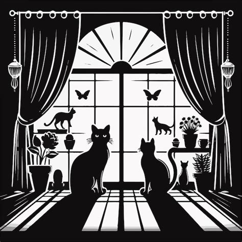 Premium Vector Free Vector A Cat Has Standing In The Window Side