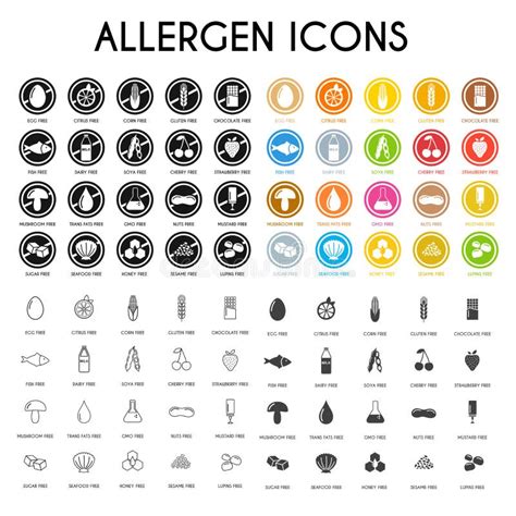 Food Allergen Icons Set Stock Vector Illustration Of Ingredient 91350275