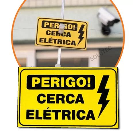 Placa De Advertência Perigo Cerca Elétrica Plástico Solutec Informática