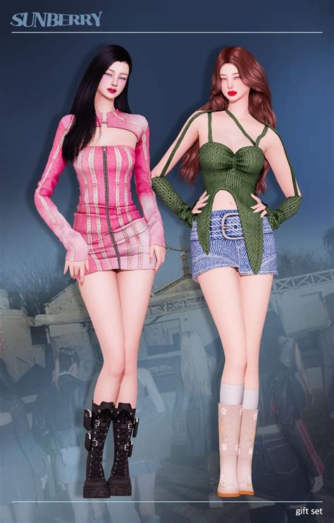 [SUNBERRY]🎁GIFT SET-TWICE "SET ME FREE : SET" 23.23 | SUNBERRY in 2024 | Sims 4 mods clothes ...