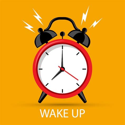 Premium Vector Wake Up Good Morning Poster Concept Cartoon Alarm