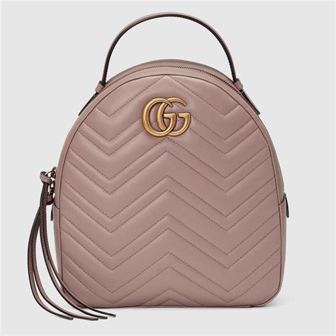 Gg Marmont Quilted Leather Backpack In Dusty Pink Chevron Leather Gucci Women S Backpacks