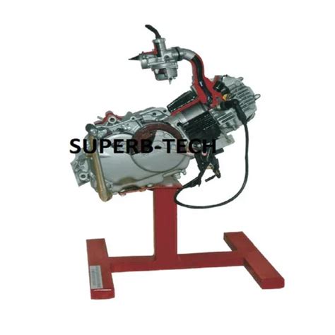 Silver And Red Cut Sectional Model Of Four Stroke Single Cylinder Engine