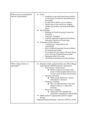 Psy Personality Theories And Assessment What Are Some