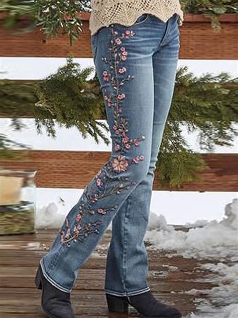 Vintage Embroidered Jeans Vintage Casual Vintage Denim Vintage Ladies