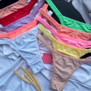 KIT 5 Calcinhas Biquíni Fita Tanga Marquinha Barata Lingerie Moda Verão Neon Tamanho Único Cores