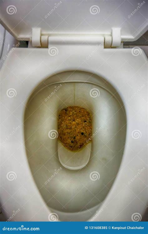 Feces In Public Toilet Users Who Forget To Flush The Toilet Stock