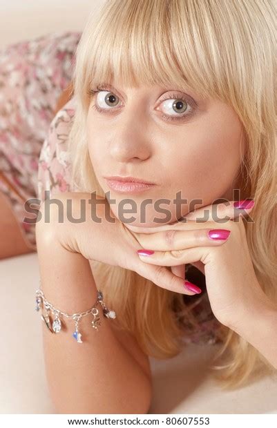 Cute Blonde Posing On White Background Stock Photo Shutterstock