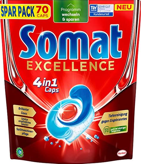 Somat Excellence 4-in-1 Caps (70 Caps), Quick Resolution Dishwasher ...
