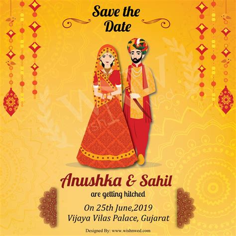 Traditional Gujarati Wedding Invitation Wedding Card Templates