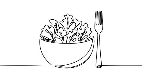 Premium Vector Single Continuous Line Drawing Of Stylized Vegetables Salad On Bowl Logo Label