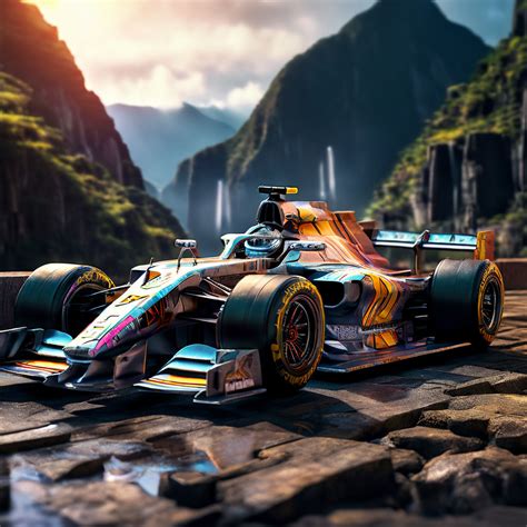 Anime Styled F1 Car Racing Through Machu Picchu Ancient Arch By Luis