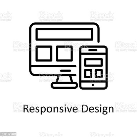 반응형 디자인 벡터 개요 아이콘 디자인 그림입니다 흰색 배경에 디자인 및 개발 기호 Eps 10 파일 반응형 웹에 대한 스톡