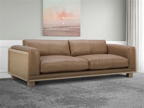 Flannigan Leather Sofa Caramel Designdistrict