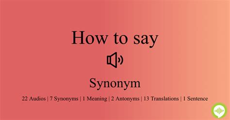 how to pronounce synonym