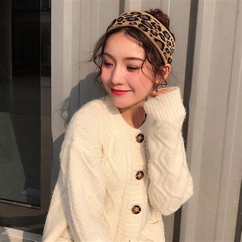 Women Bowknot Turban Crochet Head Wrap Leopard Headwear Knitted