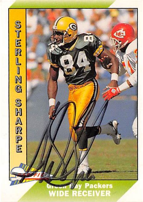 Sterling Sharpe Autographed Football Card Green Bay Packers 1991